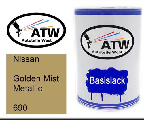 Nissan, Golden Mist Metallic, 690: 500ml Lackdose, von ATW Autoteile West.